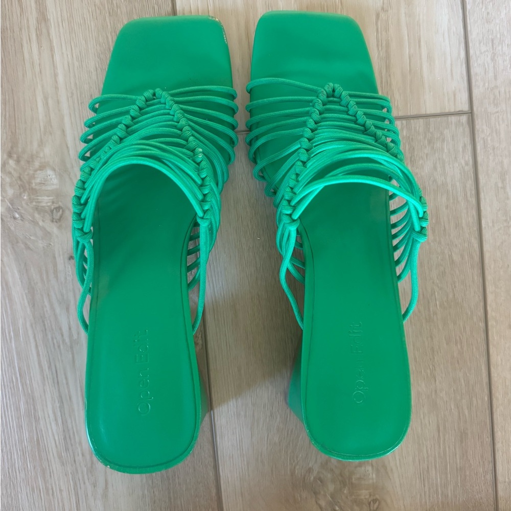 Open Edit green heel sandals